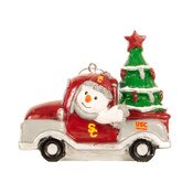 USC Trojans SC Interlock Snowman Riding Truck Ornament